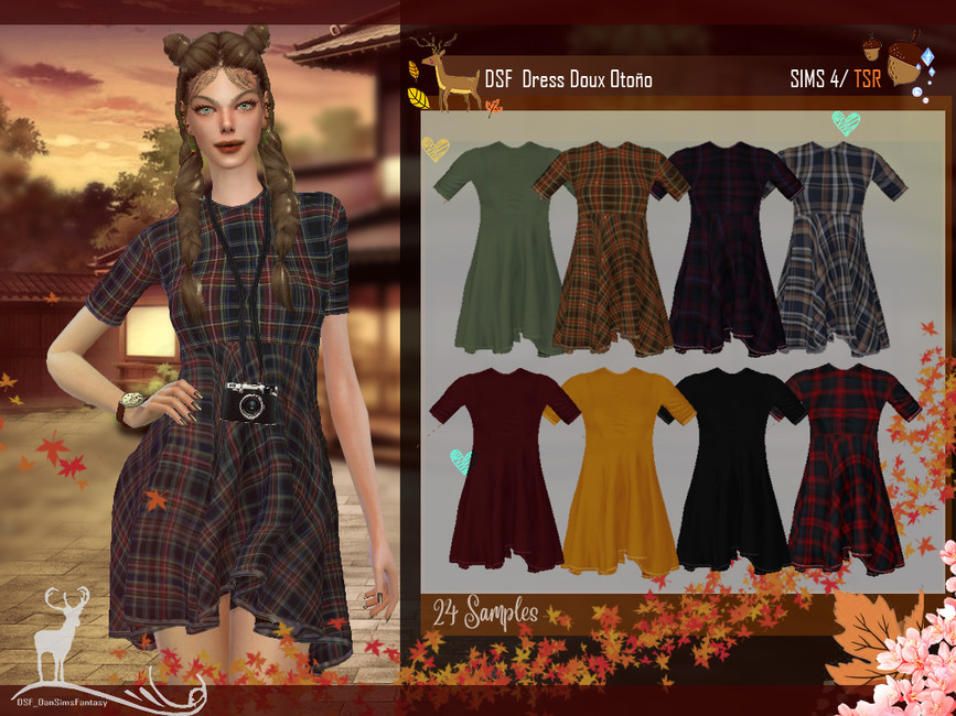 Платье DSF Dress Doux Autumn Симс 4