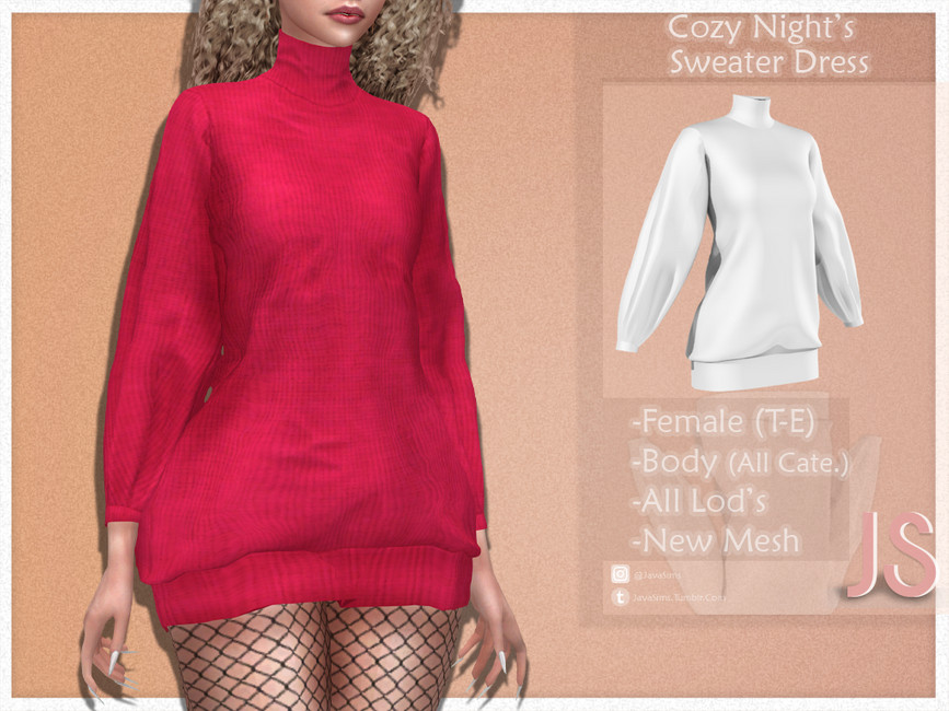 Платье Cozy Night’s Sweater Dress Симс 4