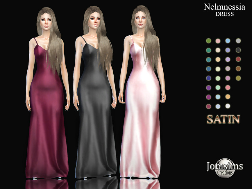Платье Nelmnessia Satin Dress Симс 4