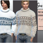 Зимний мужской свитер для Симс 4