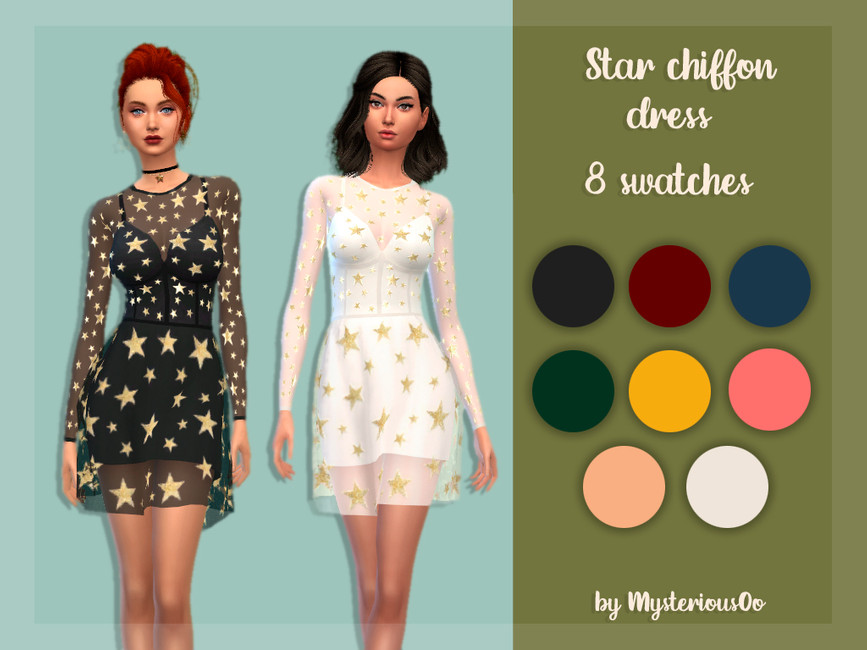 Прозрачное платье Star Chiffon Dress Симс 4