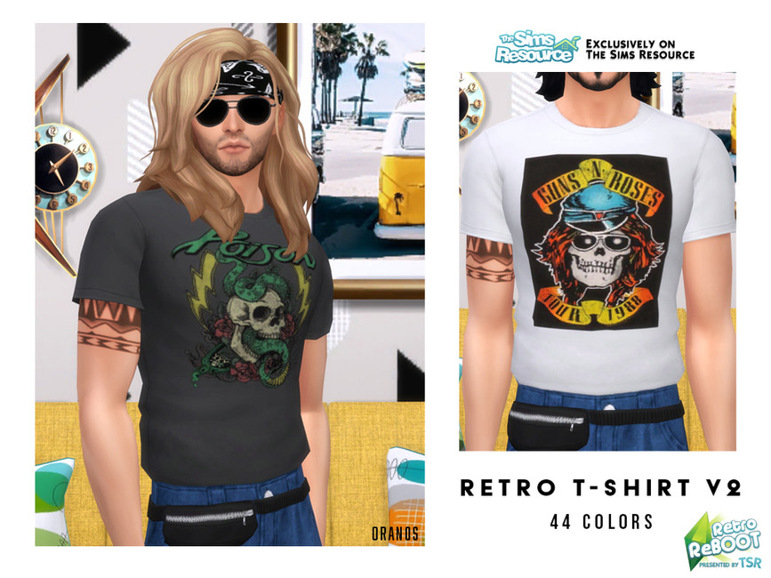 Мужские футболки Retro T-Shirt V2 Симс 4