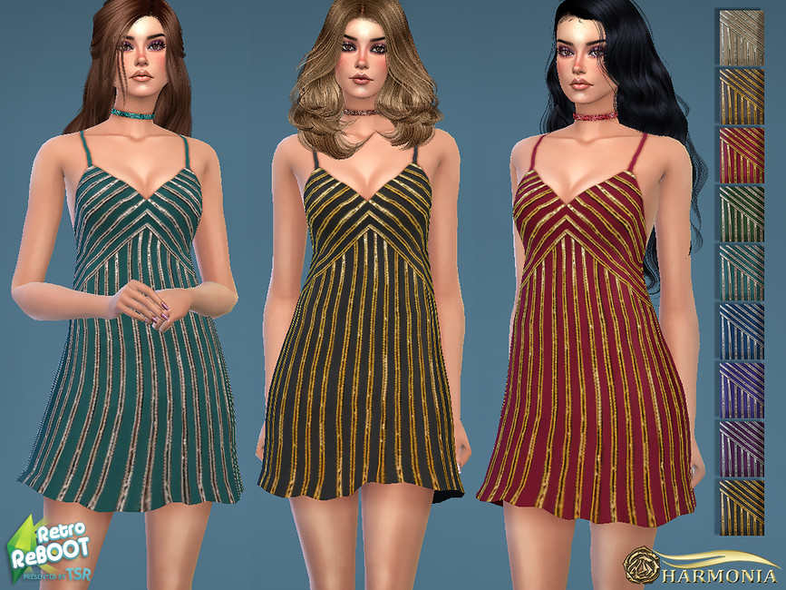 Платье 70s Sequin - Embellished Disco Dress Симс 4