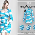 Платье Cloud Print Dress BD448 Симс 4