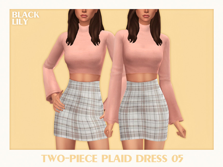 Платье Two-Piece Plaid Dress 05 Симс 4