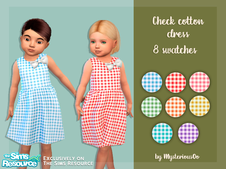 Детское платье Check Cotton Dress Симс 4