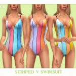 Купальник Striped V Swimsuit Симс 4