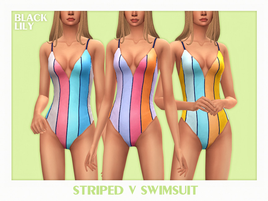 Купальник Striped V Swimsuit Симс 4