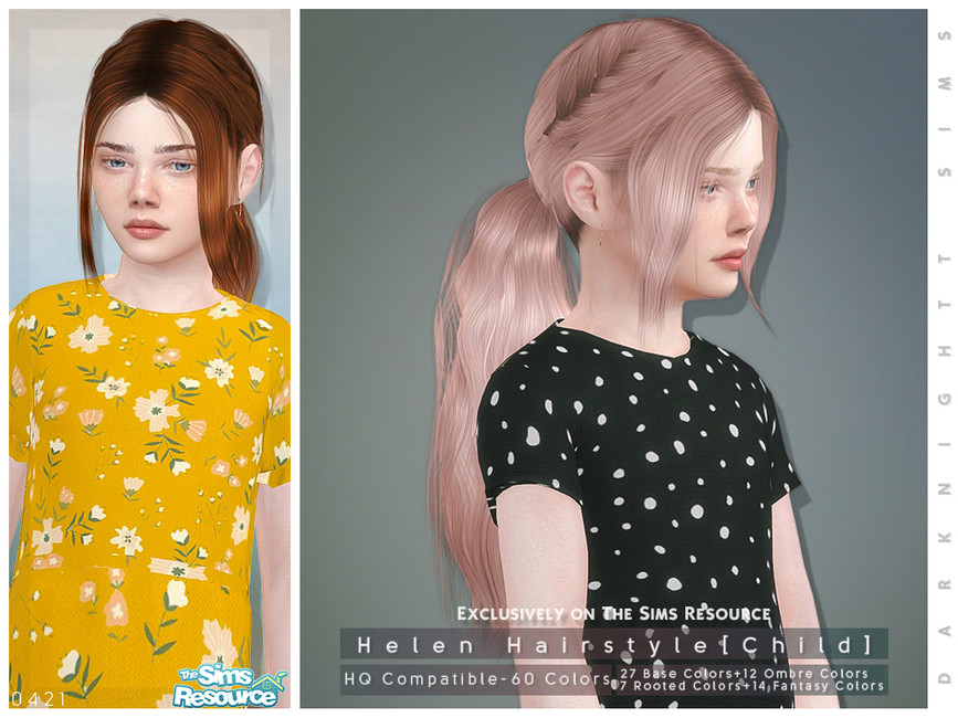 Прическа Helen Hairstyle (Child) Симс 4