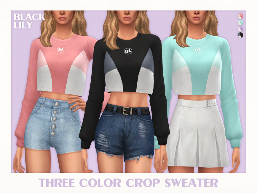 Свитер Three Color Crop Sweater Симс 4