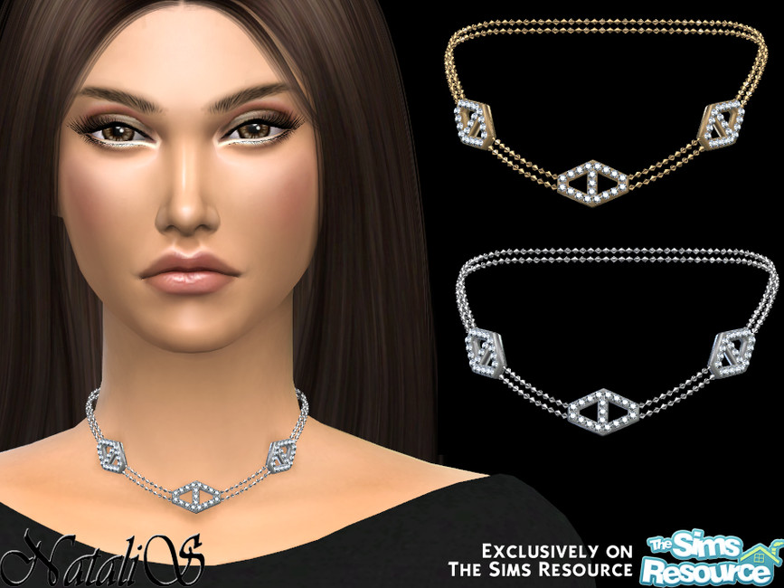 Ожерелье Diamond Hexagon Chain Necklace Симс 4