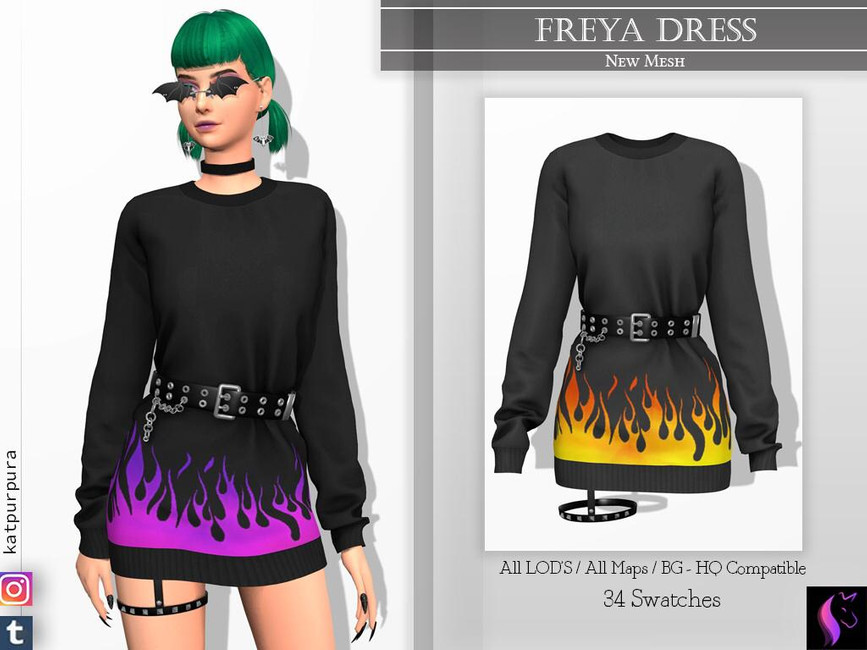 Платье Freya Dress Симс 4
