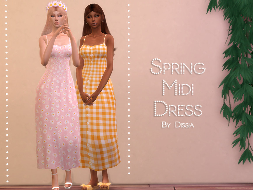 Платье Spring Midi Dress Симс 4