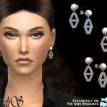 Серьги Diamond Hexagon Pearl Earrings Симс 4