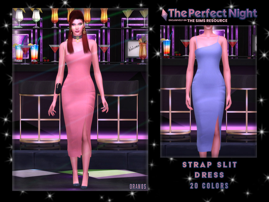 Платье Strap Slit Dress Симс 4
