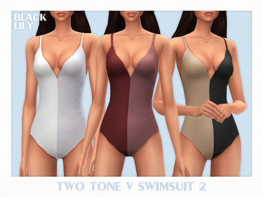 Купальник Two Tone V Swimsuit 2 Симс 4