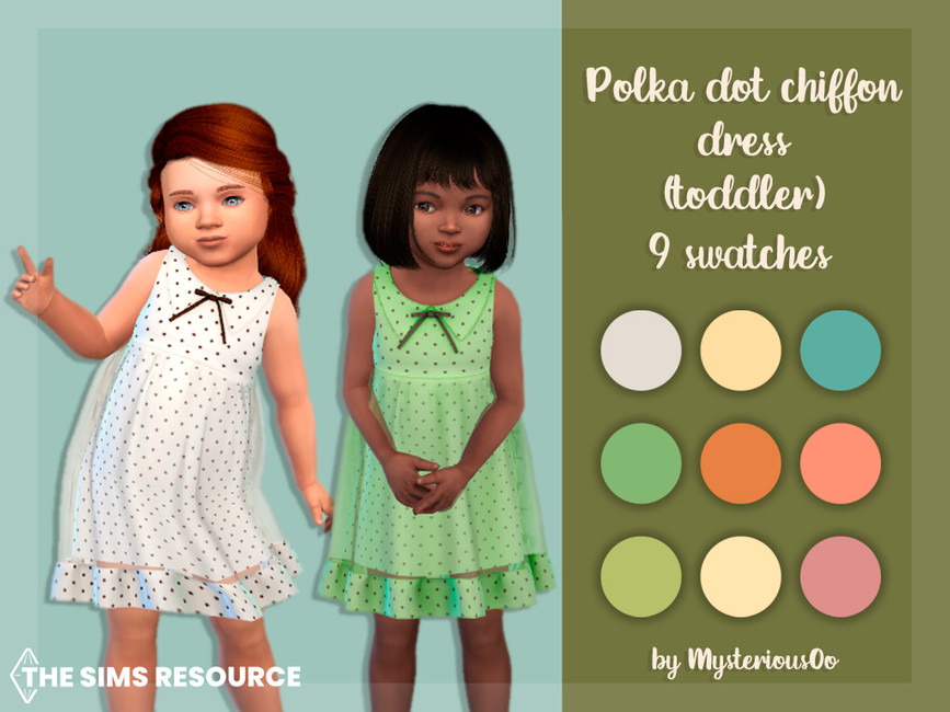 Платье для малышей Polka Dot Chiffon Dress Toddler Симс 4