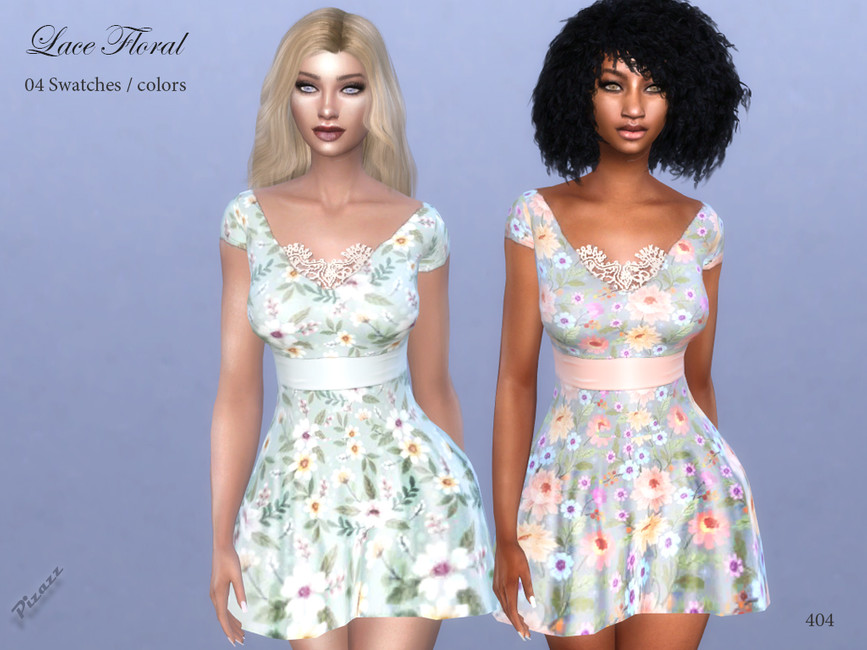 Платье Lace Floral Dress Симс 4