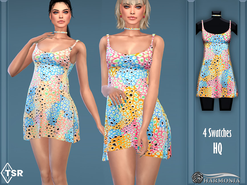 Платье Multicolor Leopard Print Dress Симс 4