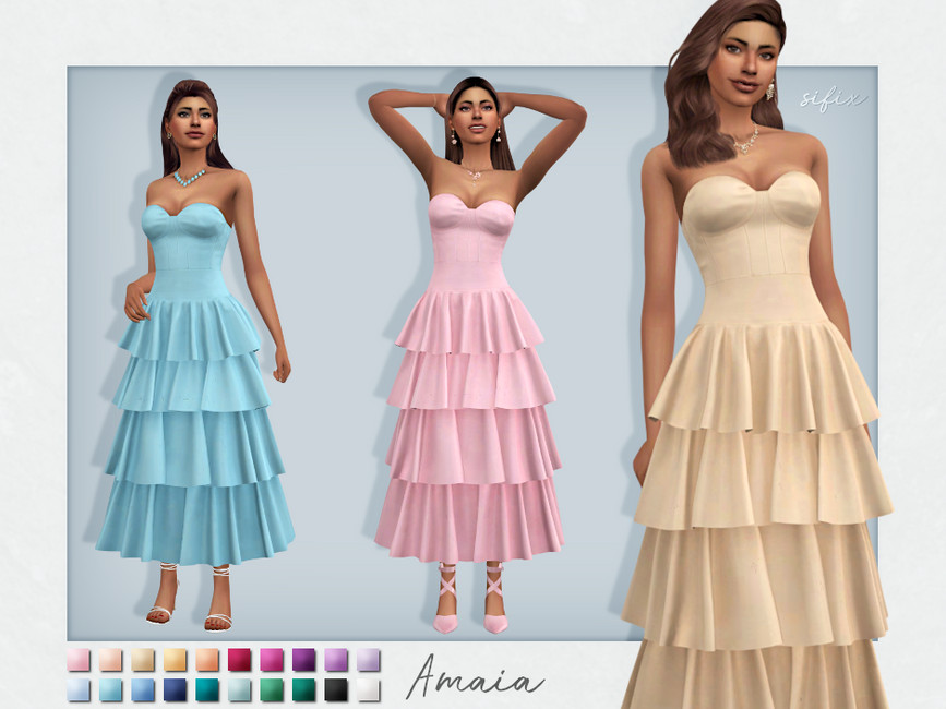 Платье Amaia Dress Симс 4