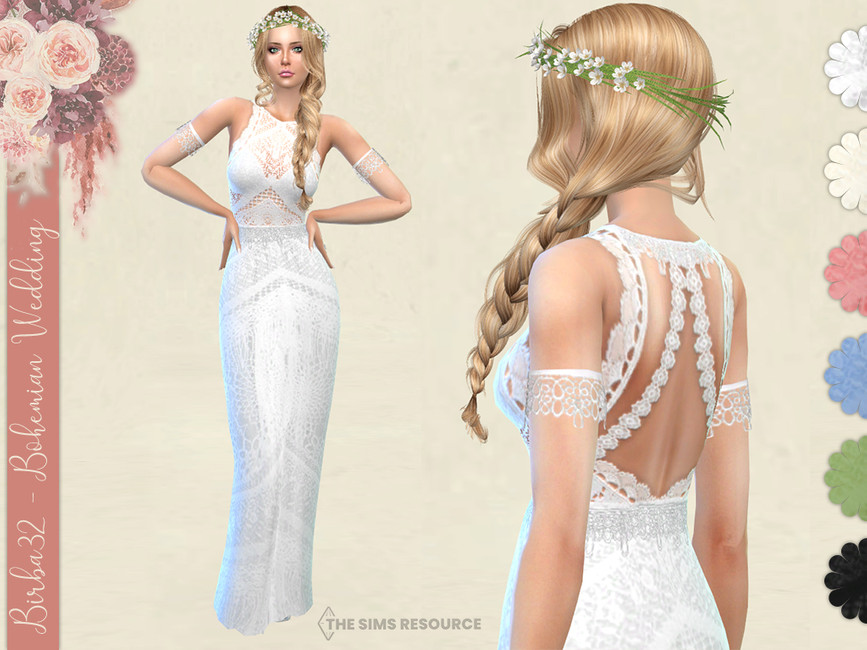 Платье Bohemian Wedding - The Bride Симс 4