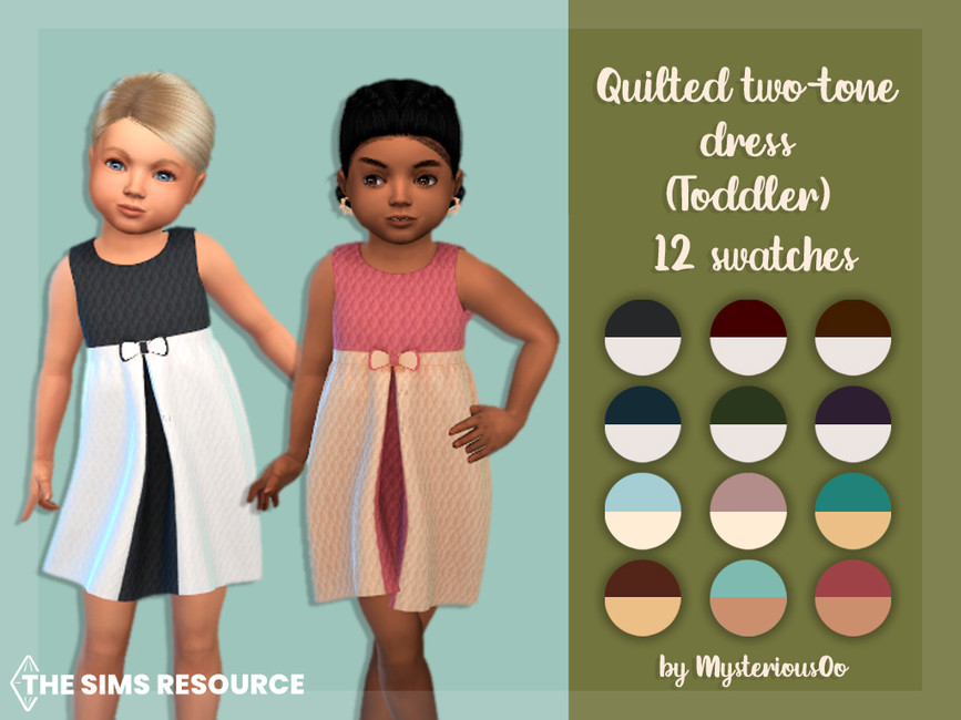 Платье для малышей Quilted Two-Tone Dress Toddler Симс 4