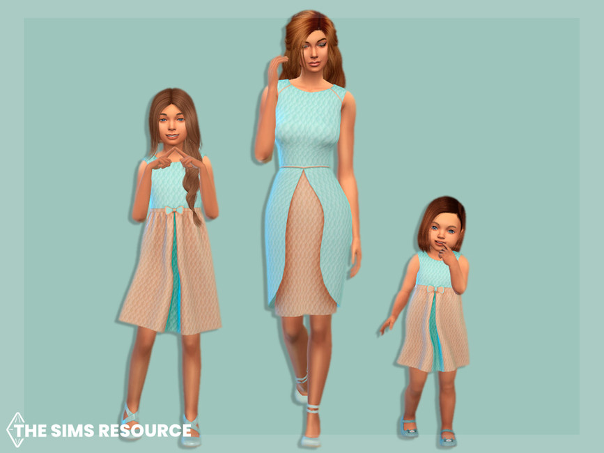 Платье для малышей Quilted Two-Tone Dress Toddler Симс 4 (картинка 2)