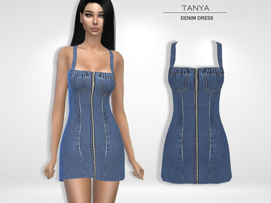 Платье Tanya - Denim Dress Симс 4