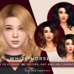 Прическа White Horse Hair KIDS Симс 4