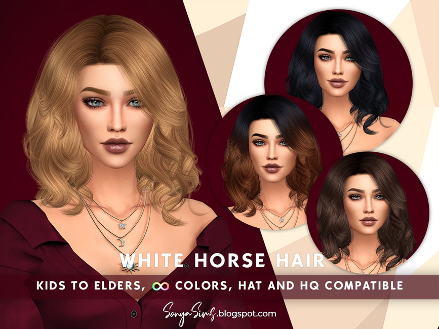 Прическа White Horse Hair Симс 4