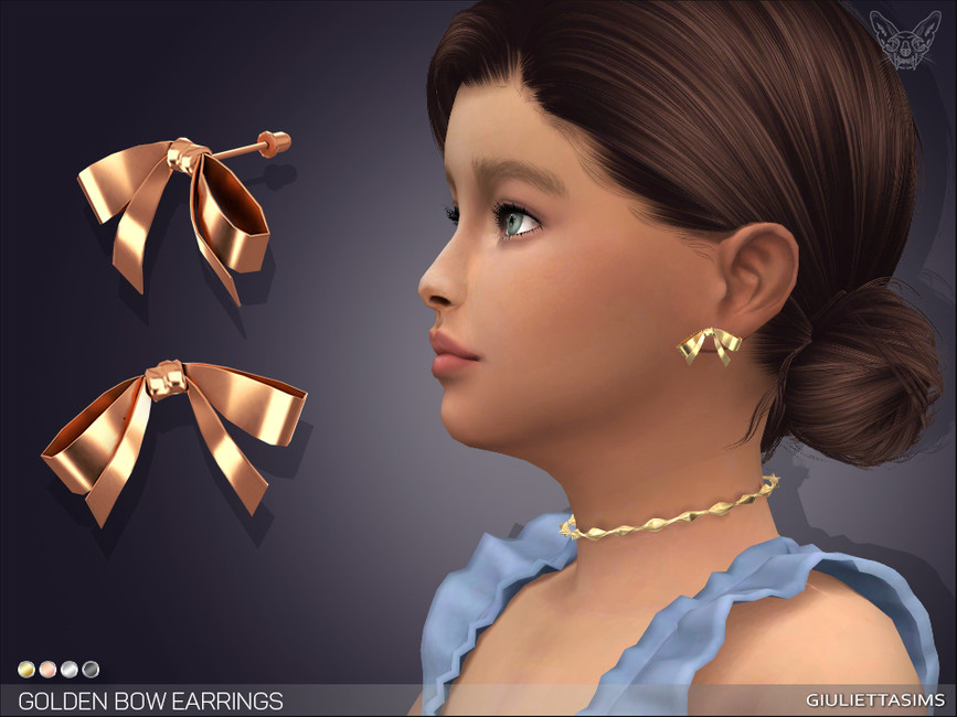 Серьги для детей Golden Bow Earrings For Kids Симс 4