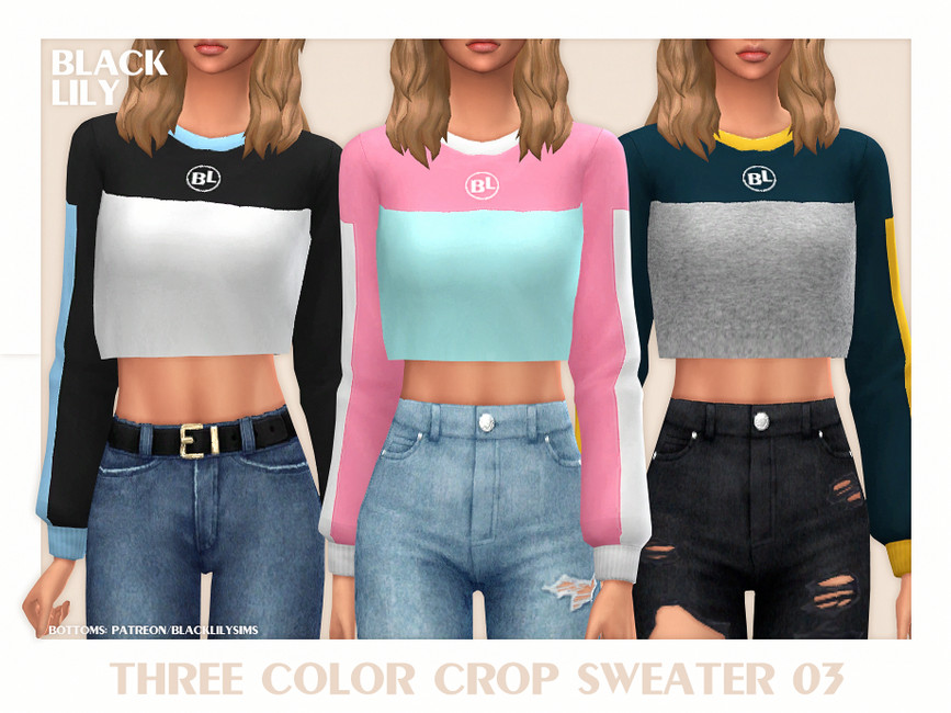 Свитер Three Color Crop Sweater 03 Симс 4