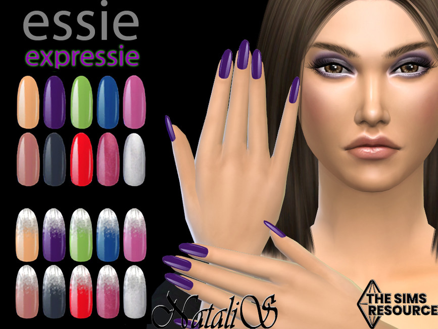 Ногти Essie Expressie Almond Nails Set Симс 4