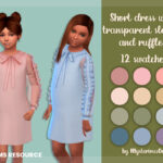 Платье для детей Short Dress With Transparent Sleeves And Ruffles Симс 4