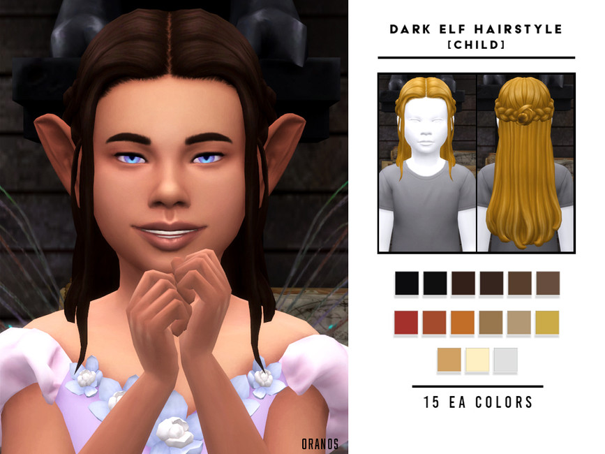 Прическа для детей Dark Elf Hairstyle (Child) Симс 4