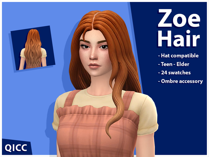 Прическа Zoe Hair Set Симс 4