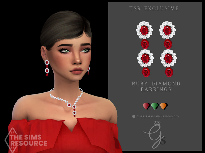 Серьги Ruby Diamond Earrings Симс 4