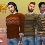 Свитер Fall21 Sweater with Button Up Симс 4