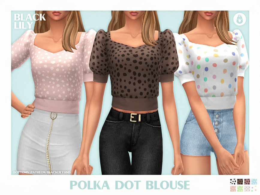 Блузка Polka Dot Blouse Симс 4