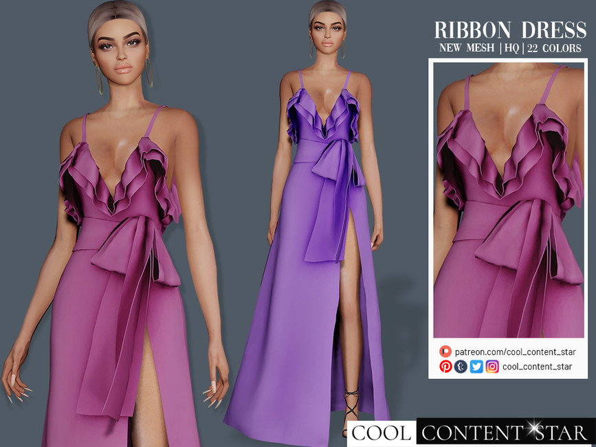 Платье Ribbon Dress Симс 4