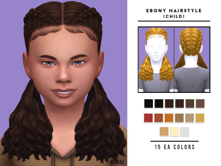 Прическа Ebony Hairstyle (Child) Симс 4 