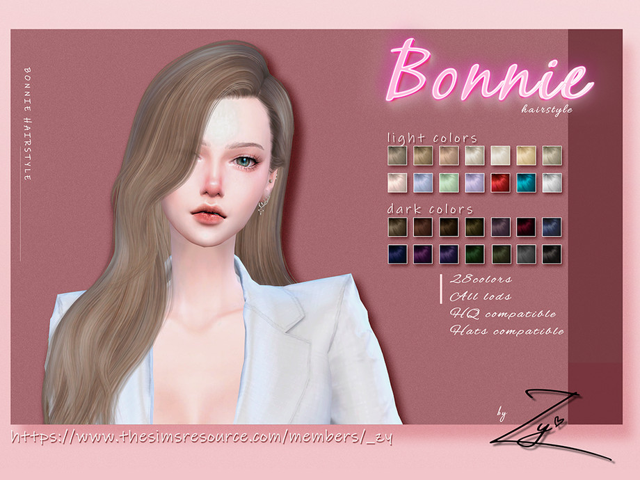 Прическа Bonnie Hairstyle Симс 4