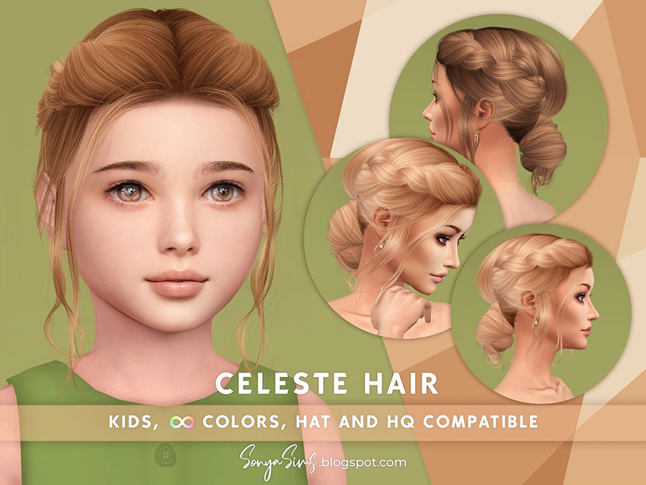 Прическа Celeste Hair KIDS Симс 4