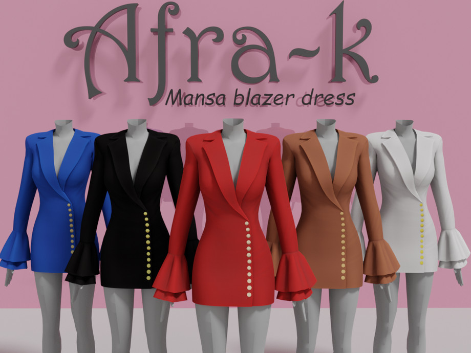 Платье Mansa Blazer Dress Симс 4 (картинка 2)