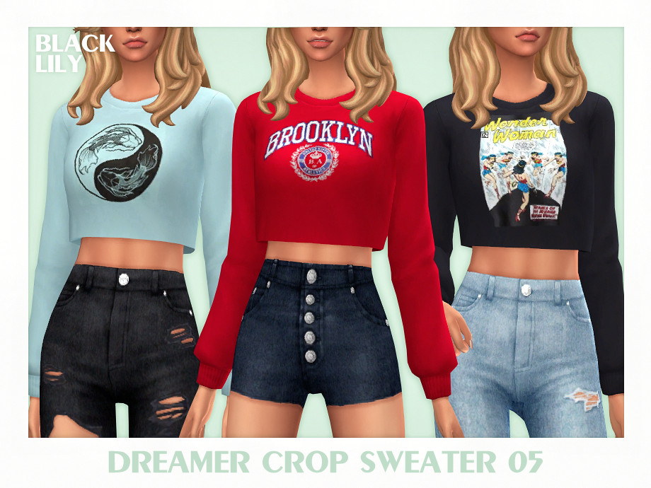 Свитер Dreamer Crop Sweater 05 Симс 4