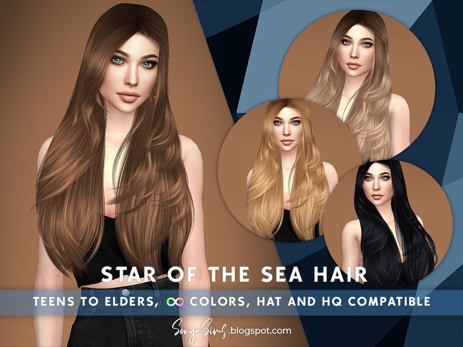 Прическа Star of The Sea HAIR Симс 4