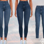 Джинсы High Waisted Classic Blue Jeans Симс 4