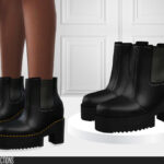 Обувь 847 - Leather High Heel Boots Симс 4