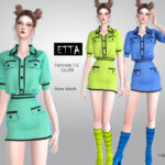 Платье ETTA - Button Up Mini Dress Симс 4