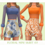 Мини юбка Floral Mini Skirt 03 Симс 4